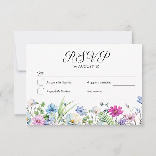 Wildflower tuin bloemenmonogram bruiloft RSVP kaartje (Voorkant)