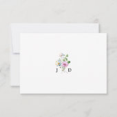 Wildflower tuin bloemenmonogram bruiloft RSVP kaartje (Achterkant)