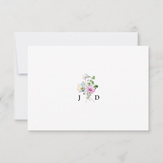 Wildflower tuin bloemenmonogram bruiloft RSVP kaartje (Achterkant)