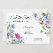 Wildflower Tuin Bruiloft 3 Foto Monogram Save The Date (Voorkant)