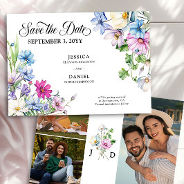 Wildflower Tuin Bruiloft 3 Foto Monogram Save The Date