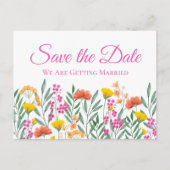 Wildflower Tuin Bruiloft Bloemen Save The Date Briefkaart (Voorkant)