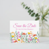 Wildflower Tuin Bruiloft Bloemen Save The Date Briefkaart (Staand voorkant)