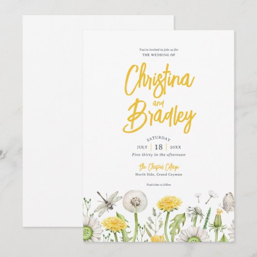 Wildflower tuin bruiloft kaart (Voorkant / Achterkant)