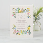 Wildflower Tuin Bruiloft Kaart (Staand voorkant)