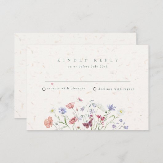 Wildflower Tuin Bruiloft RSVP (Voorkant / Achterkant)