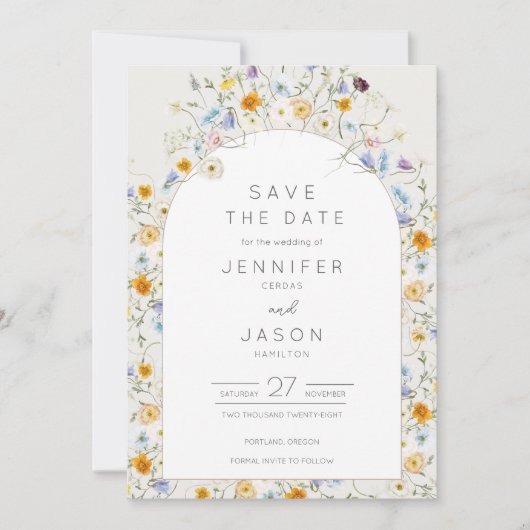 Wildflower tuin bruiloft save the date (Voorkant)