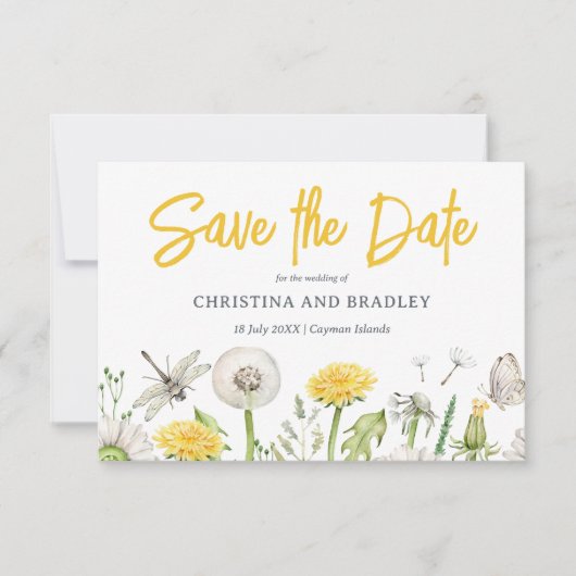 Wildflower tuin bruiloft save the date (Voorkant)