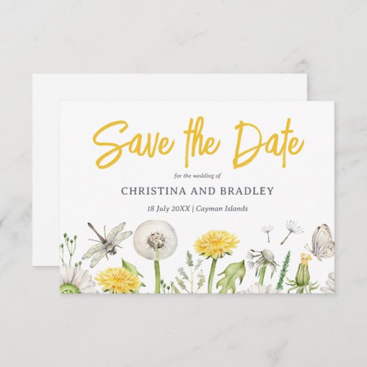 Wildflower tuin bruiloft save the date (Voorkant / Achterkant)