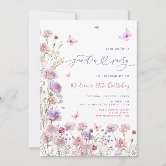 Wildflower Tuin Feest Elke leeftijd Verjaardag Kaart (Voorkant)