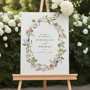 Wildflower tuin krans groen bruiloft teken poster