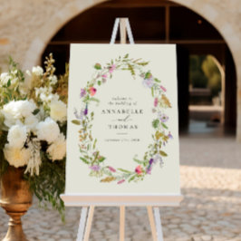 Wildflower tuin krans groen bruiloft teken poster