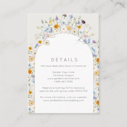 Wildflower tuin lente zomer bruiloft informatiekaartje (Voorkant)