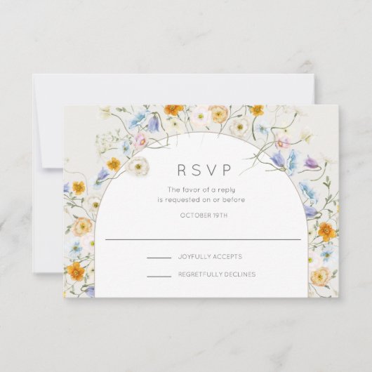 Wildflower tuin lente zomer bruiloft RSVP kaartje (Voorkant)