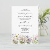 Wildflower tuin moderne bruiloft uitnodiging (Staand voorkant)