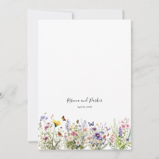 Wildflower tuin moderne bruiloft uitnodiging (Achterkant)