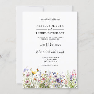 Wildflower tuin moderne bruiloft uitnodiging