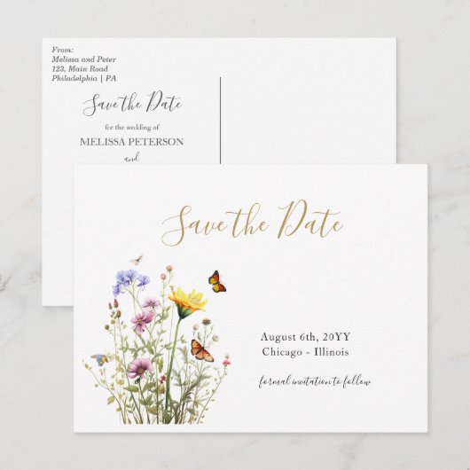 Wildflower tuin red de datum briefkaart (Voorkant / Achterkant)