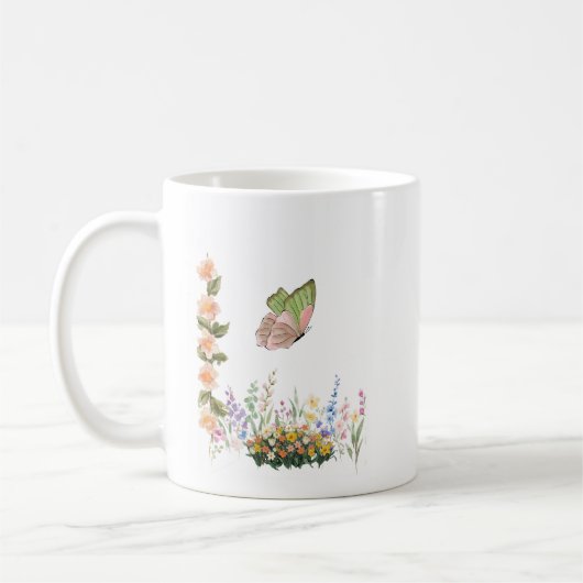 Wildflower Tuin & Roze Vlinder Mok – Vintage F (Links)
