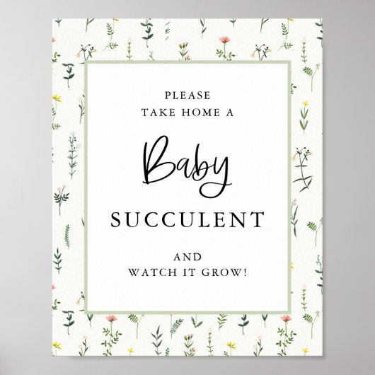 Wildflower Tuin Succulent Favor Bord Poster (Voorkant)