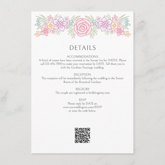 Wildflower Tuin Trouwgegevens Informatiekaartje (Voorkant)