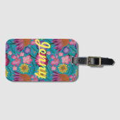 Wildflower Turquoise Floral , gepersonaliseerd Bagagelabel (Voorkant (horizontaal))