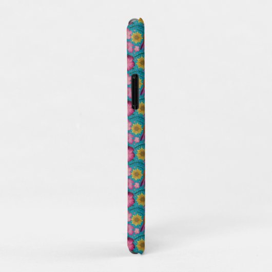 Wildflower Turquoise Floral , gepersonaliseerd Case-Mate iPhone Case (Achterkant/rechts)
