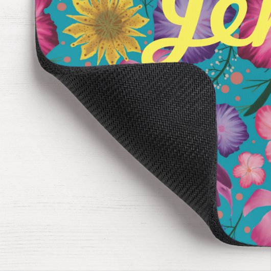 Wildflower Turquoise Floral , gepersonaliseerd Muismat (Hoek)