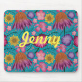Wildflower Turquoise Floral , gepersonaliseerd Muismat (Voorkant)