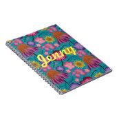 Wildflower Turquoise Floral , gepersonaliseerd Notitieboek (Rechterzijde)