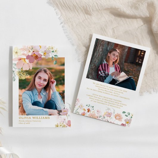 Wildflower twee foto Afstuderen aankondiging