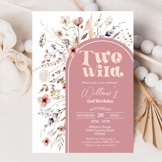 Wildflower Twee Wilde Verjaardag Uitnodiging