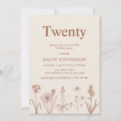 Wildflower Twenty Beige Terracotta 20e Verjaardag Kaart (Voorkant)