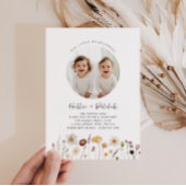 Wildflower Twin Girls Foto Gezamenlijke Verjaardag Kaart