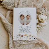 Wildflower Twin Girls Foto Gezamenlijke Verjaardag Kaart