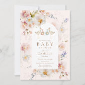 Wildflower Twins Baby shower uitnodiging (Voorkant)