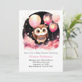 Wildflower Uil Woodland Dream Meisje Baby shower Kaart (Staand voorkant)