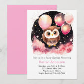 Wildflower Uil Woodland Dream Meisje Baby shower Kaart (Voorkant / Achterkant)