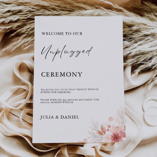 Wildflower Unplugged Ceremony Wedding Sign, Kaart