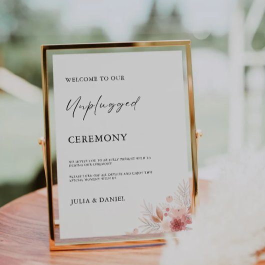 Wildflower Unplugged Ceremony Wedding Sign, Kaart