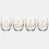 Wildflower Varen Beige Bruiloft Bruidsfeest Wijnglas Zonder Voet (Voorkant)