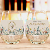 Wildflower Varen Beige Bruiloft Bruidsfeest Wijnglas Zonder Voet