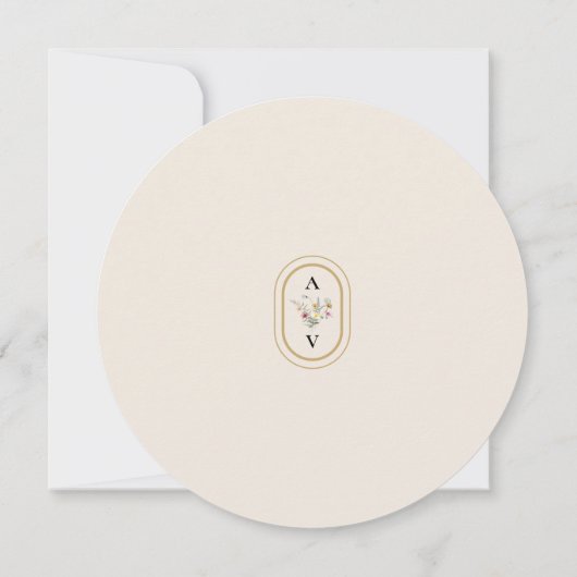 Wildflower Varen Beige Bruiloft Ronde Save The Date (Achterkant)