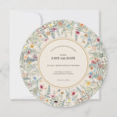  Wildflower Varen Beige Bruiloft Ronde Save The Date (Voorkant)