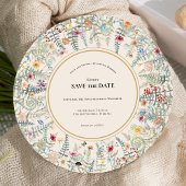 Wildflower Varen Beige Bruiloft Ronde Save The Date