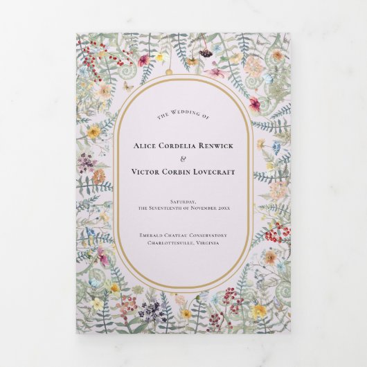  Wildflower Varen Lavendel Bruiloft Drieluik Uitnodiging (Cover)