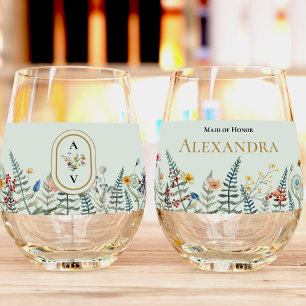 Wildflower Varen Mint Groen Bruidsfeest Wijnglas Zonder Voet