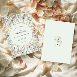  Wildflower Varen Mint Groen Bruiloft Save The Date