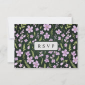 Wildflower & varen op Forest Green RSVP Kaartje (Achterkant)