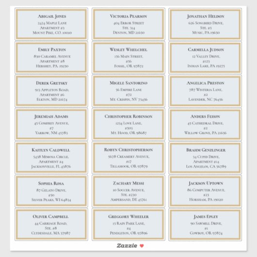 Wildflower varen stoffig blauw bruiloft gastadres sticker (Vel)